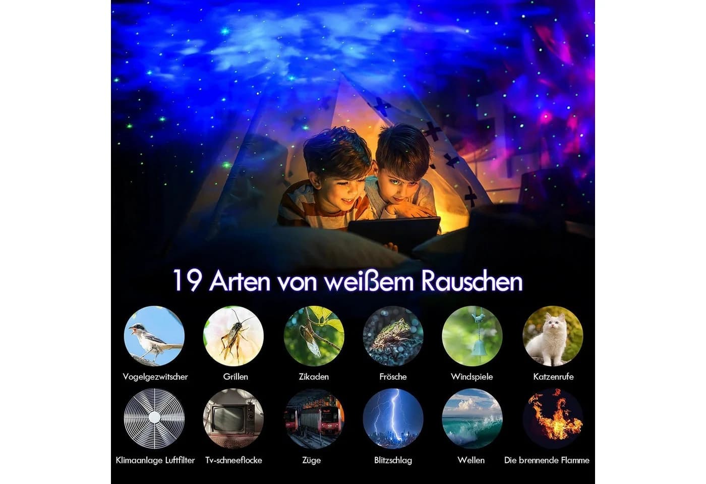 feinlux LED-Sternenhimmel Projektor mit Musikplayer und Timer - Bild 4