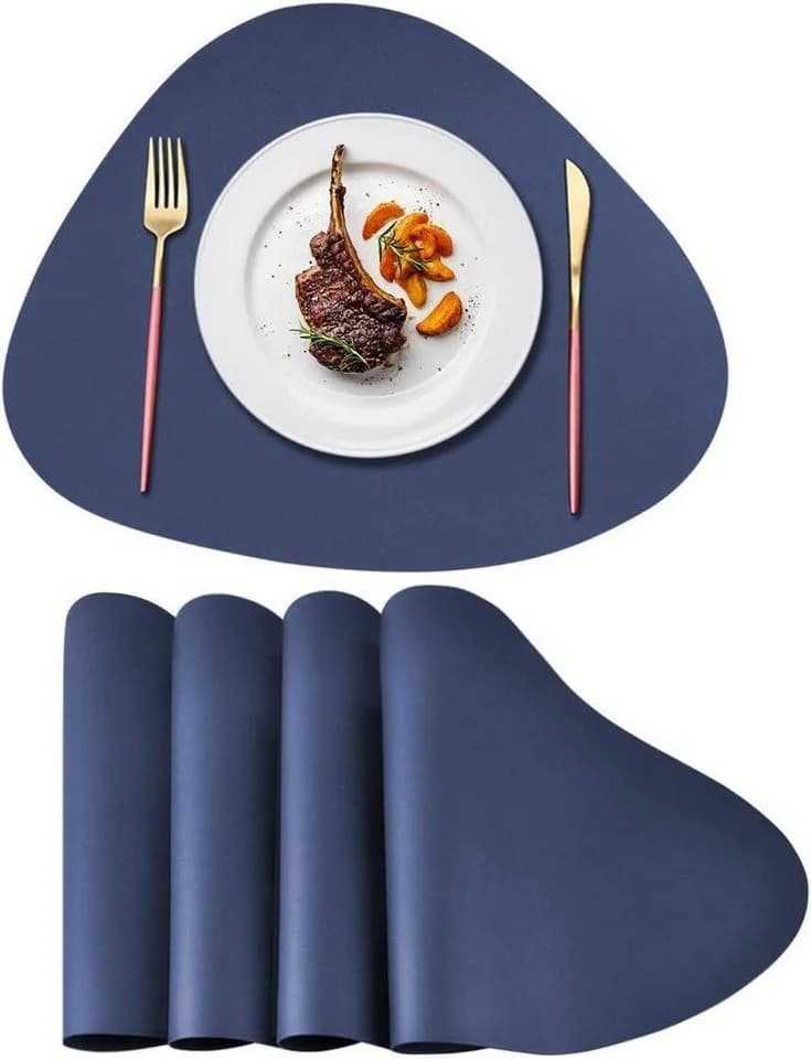 feinlux Platzset CT0853-Blau mit 4 Untersetzer PVC Leder-Optik - Bild 2