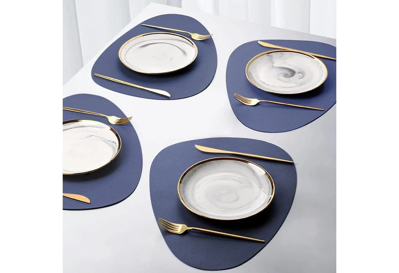 feinlux Platzset CT0853-Blau mit 4 Untersetzer PVC Leder-Optik - Bild 3
