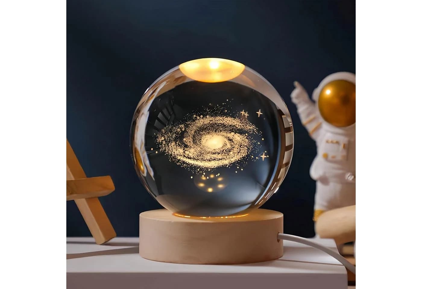 feinlux Nachtlicht CT0941 3D-Kristallkugel Galaxie