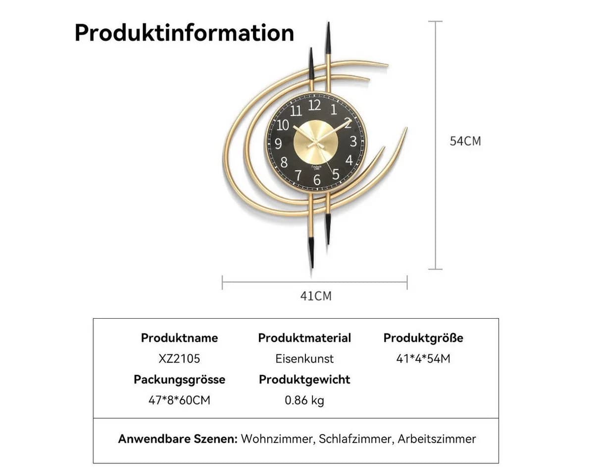 feinlux Wanduhr CT0961 Skandinavisch Metall - Bild 5