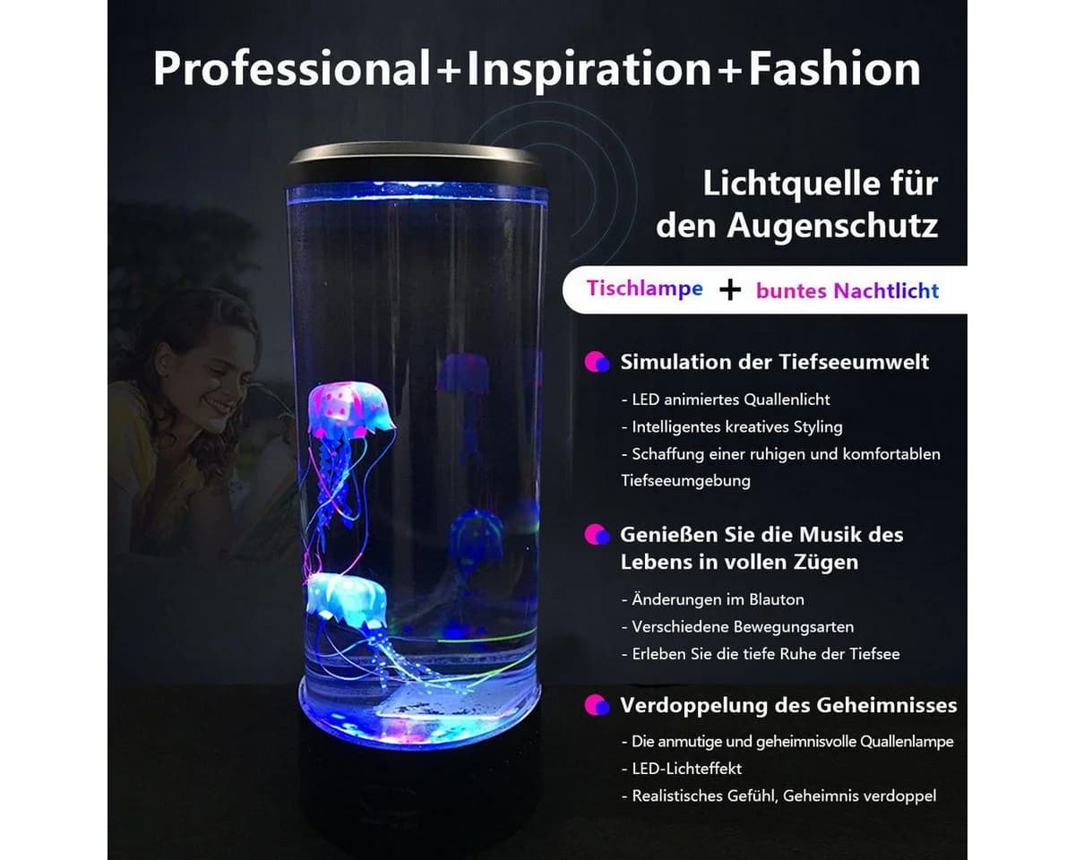feinlux LED Dekolicht 2 in 1 Quallen Licht Aquarium USB-Ladung Transparent - Bild 4