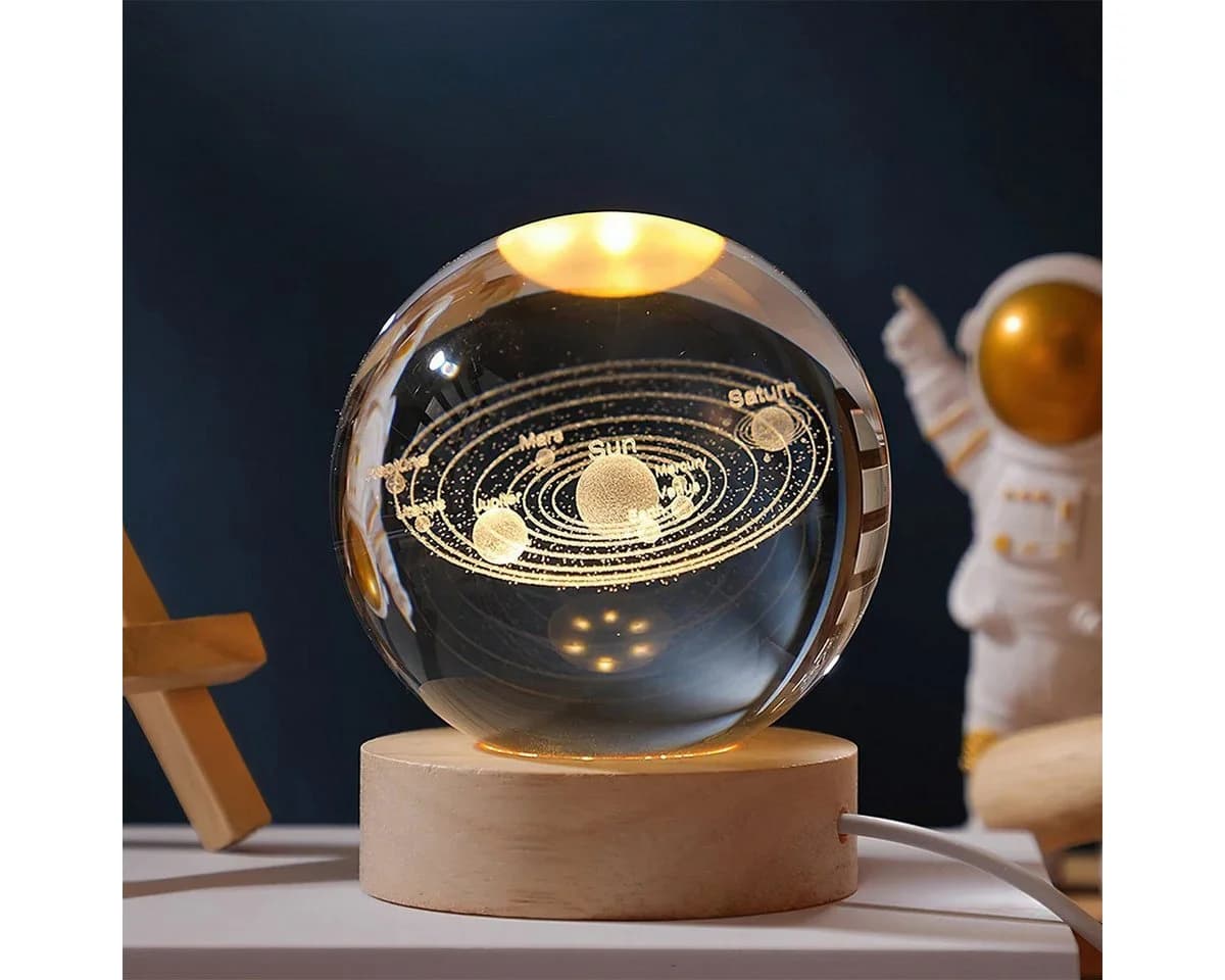 feinlux Dekolicht CT1049-Saturn 3D-Kristallkugel mit Galaxie-Gravur - Bild 5