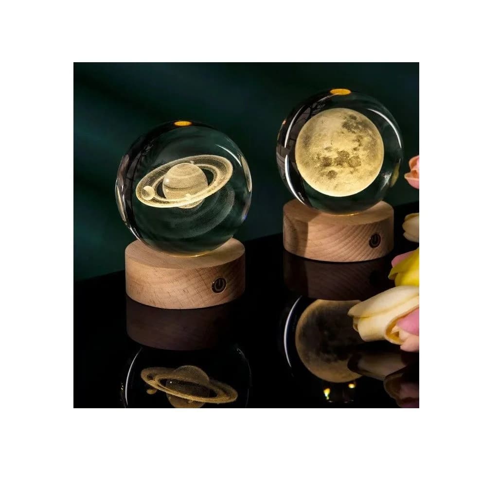 feinlux Dekolicht CT1049-Saturn LED Kristallkugel mit 3D-Galaxiegravur - Bild 5