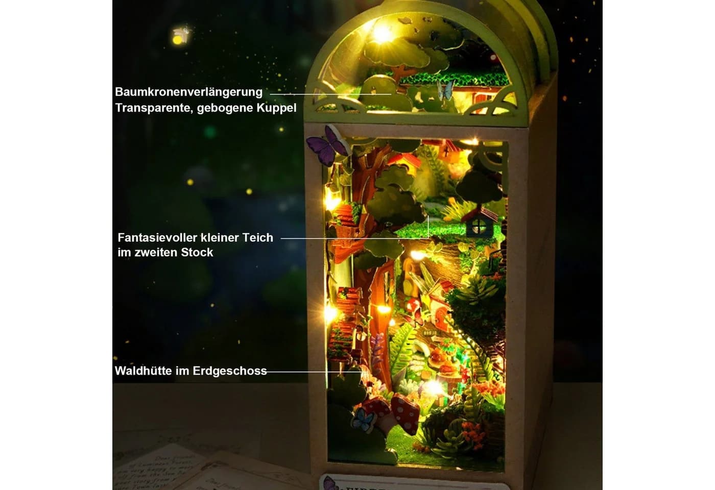 finlux 3D-Holzmodell Bücherregal mit LED & 300 Teilen - Bild 4