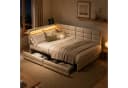 Simurq Polsterbett Daybett Beige/Grau mit LED & USB Bild 2