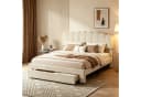 Simurq Polsterbett Beige mit Stauraum und gepolstertem Kopfteil Bild 1