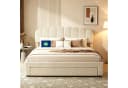Simurq Polsterbett Beige mit Stauraum und gepolstertem Kopfteil Bild 2