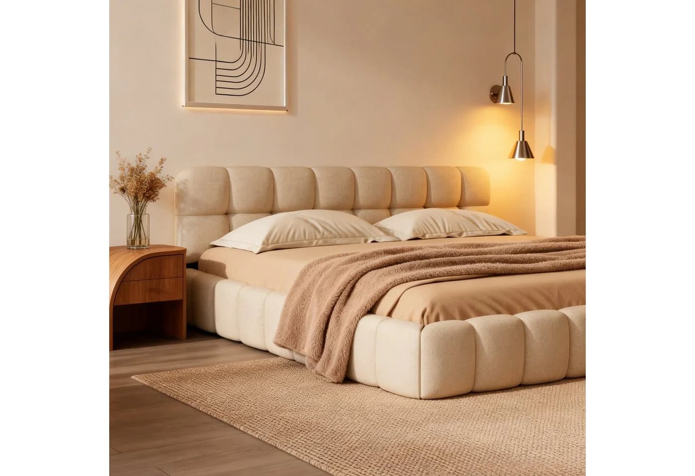 Simurq Polsterbett 140x200 cm mit Lattenrost Beige Grau Modern - Bild 3