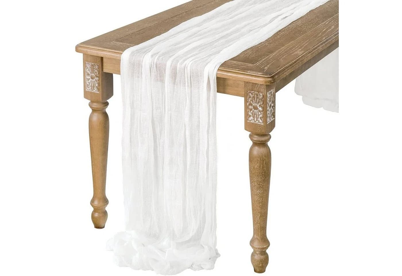 FUROKOY Tischläufer Rustikal Weiß Gaze Boho - Bild 2