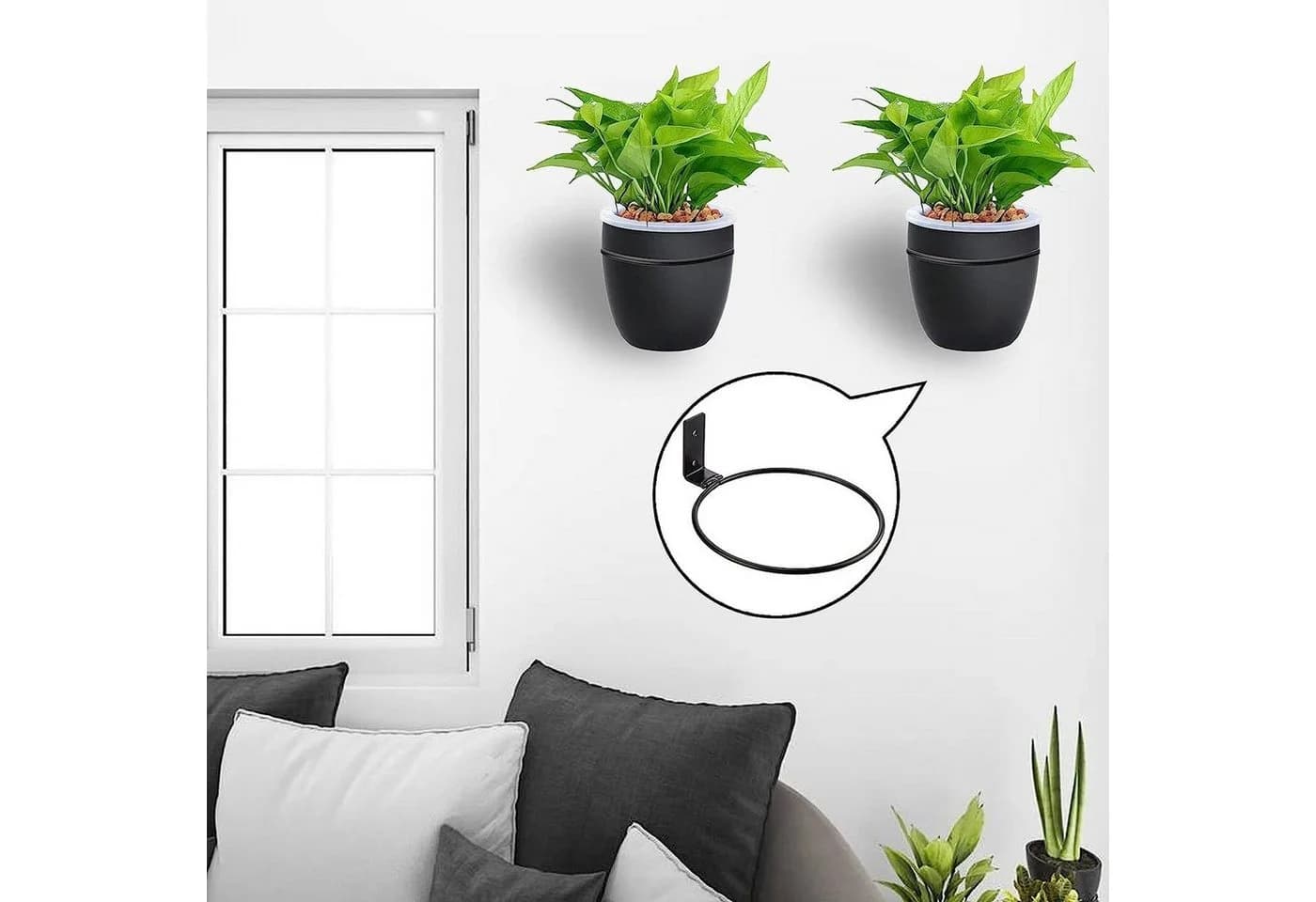 SEEZSSA Rankhilfe 3x Blumentopfhalter Metall Wandhalterung Schwarz