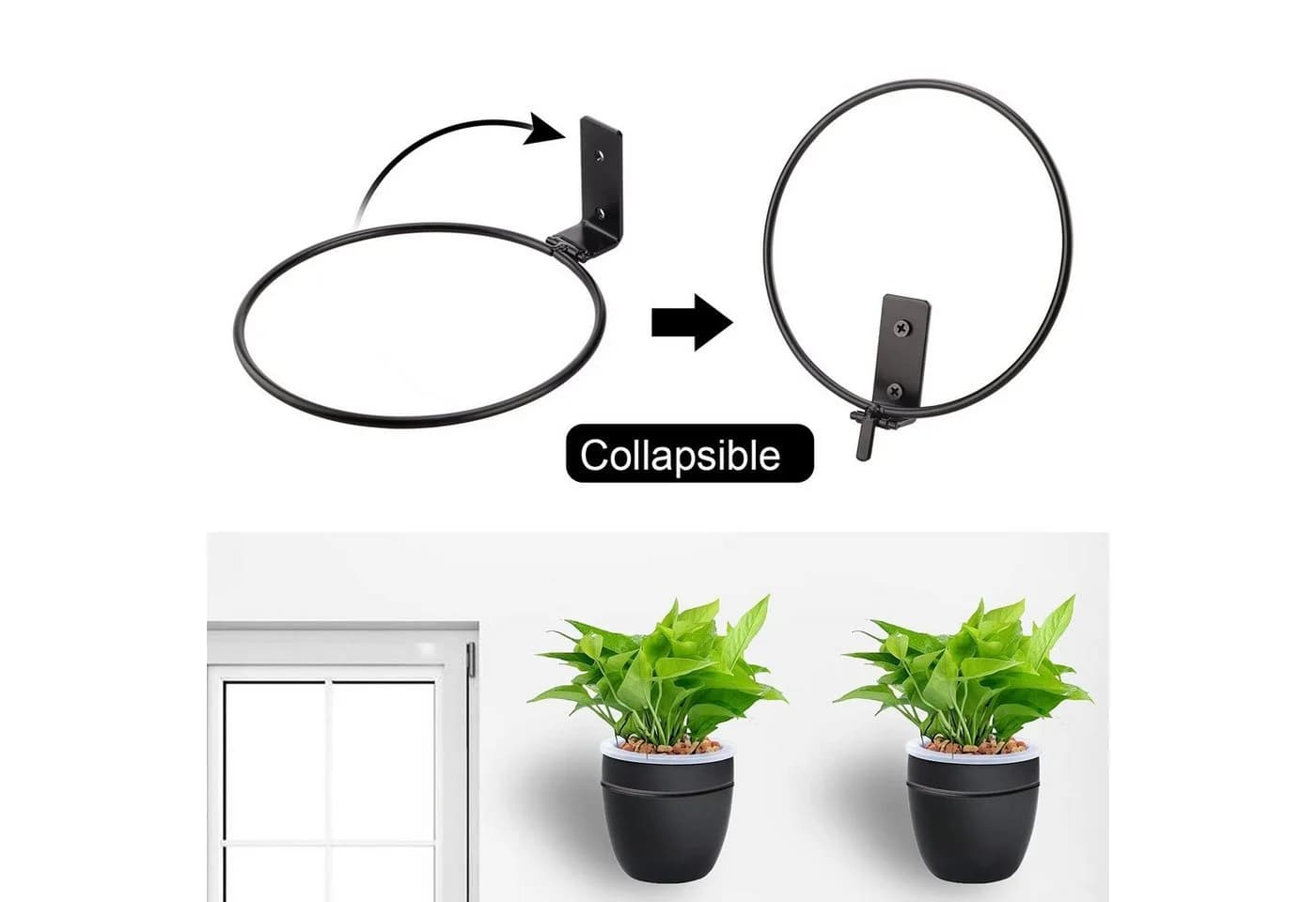 SEEZSSA Rankhilfe 3x Blumentopfhalter Metall Wandhalterung Schwarz - Bild 5