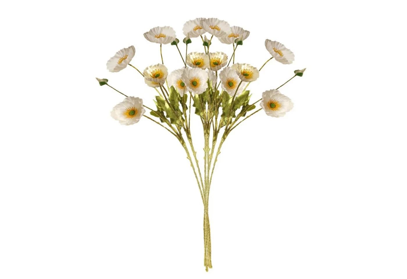 SEEZSSA Künstlicher Mohnblumenzweig 60cm Weiß 4 Blüten - Bild 2