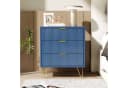 SEEZSSA Nachttisch Marineblau mit 3 Schubladen & Wellenmuster Bild 1