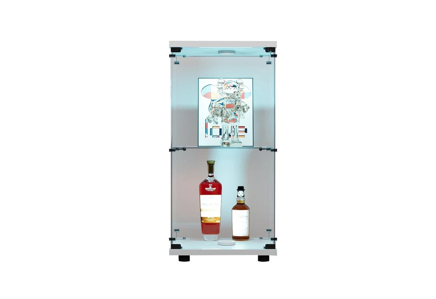 FUROKOY Glasvitrine Schwarz/Weiß mit LED-Beleuchtung - Bild 2