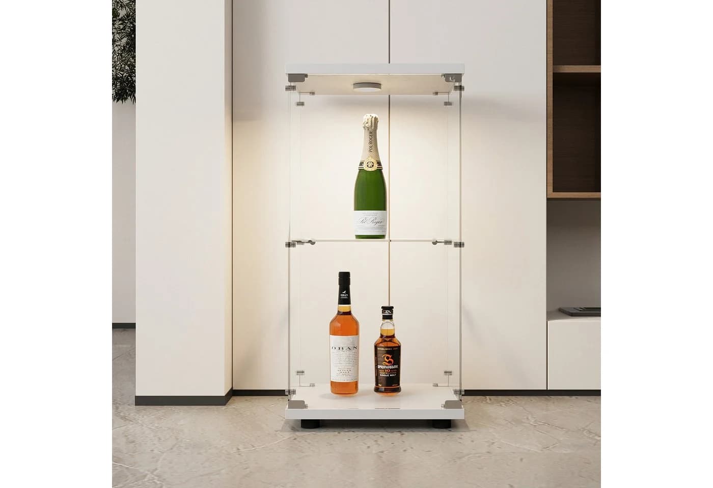FUROKOY Glasvitrine Schwarz/Weiß mit LED-Beleuchtung - Bild 4