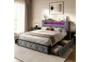 Simurq Polsterbett 140x200cm mit LED, Stauraum und 4 Schubladen Bild 1