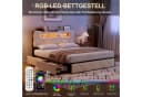 Simurq Polsterbett 140x200cm Stauraumbett mit LED und 4 Schubladen Bild 3