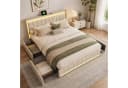 Simurq Polsterbett 140x200 cm mit LED, Schubladen & USB Bild 1