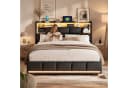 Simurq Polsterbett Stauraumbett Schwarz mit LED und Ladestation Bild 1