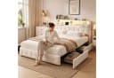 Simurq Samt Polsterbett 140x200cm mit LED, Stauraum & Schubladen Bild 1