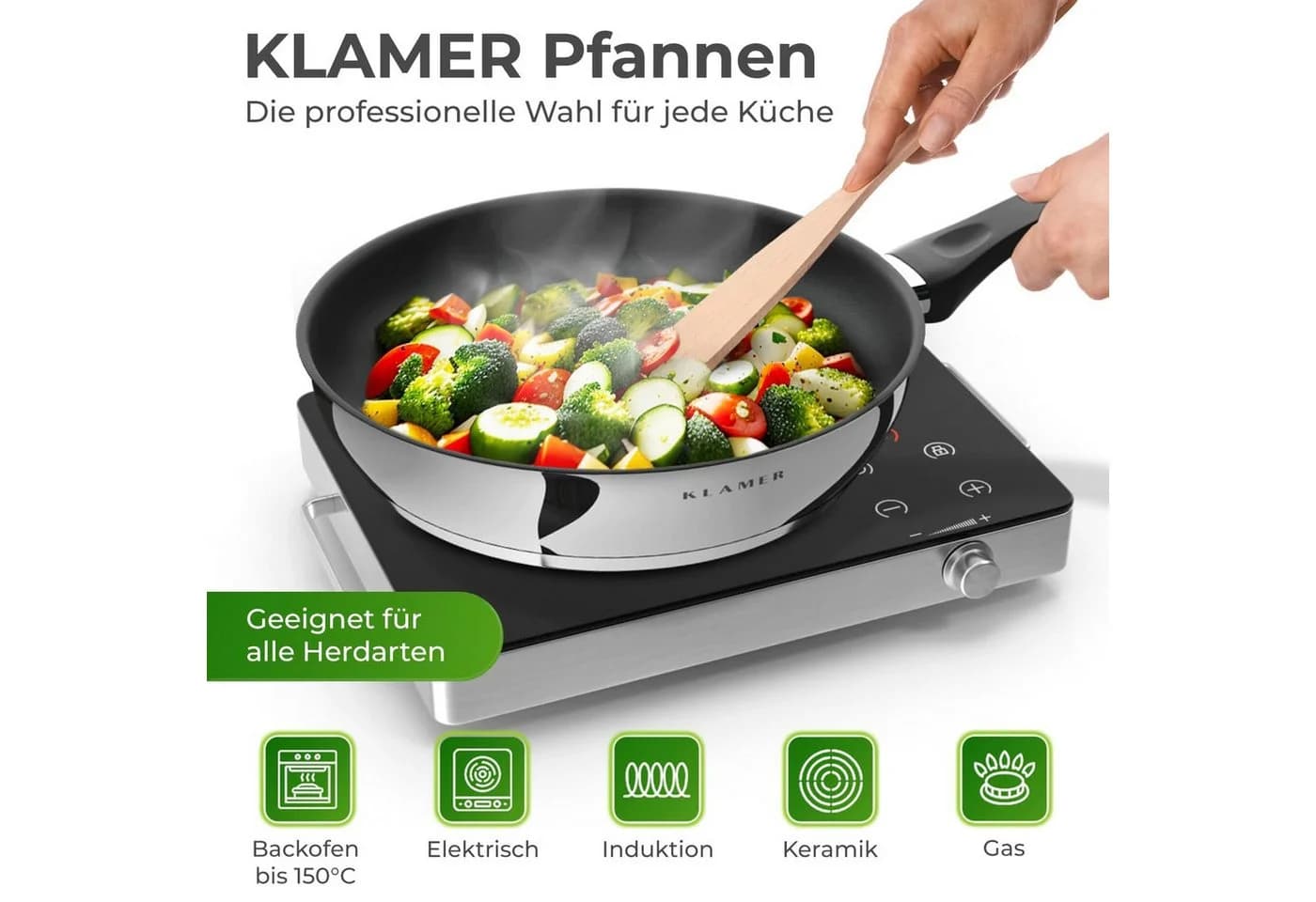KLAMER Bratpfanne 20cm Schwarz Antihaft Edelstahl - Bild 3