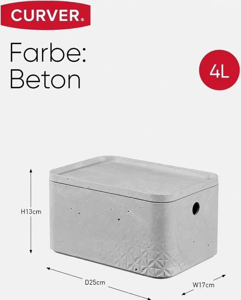 Curver Aufbewahrungsbox 3er Set 4 Liter Grau Stapelbox Kunststoff