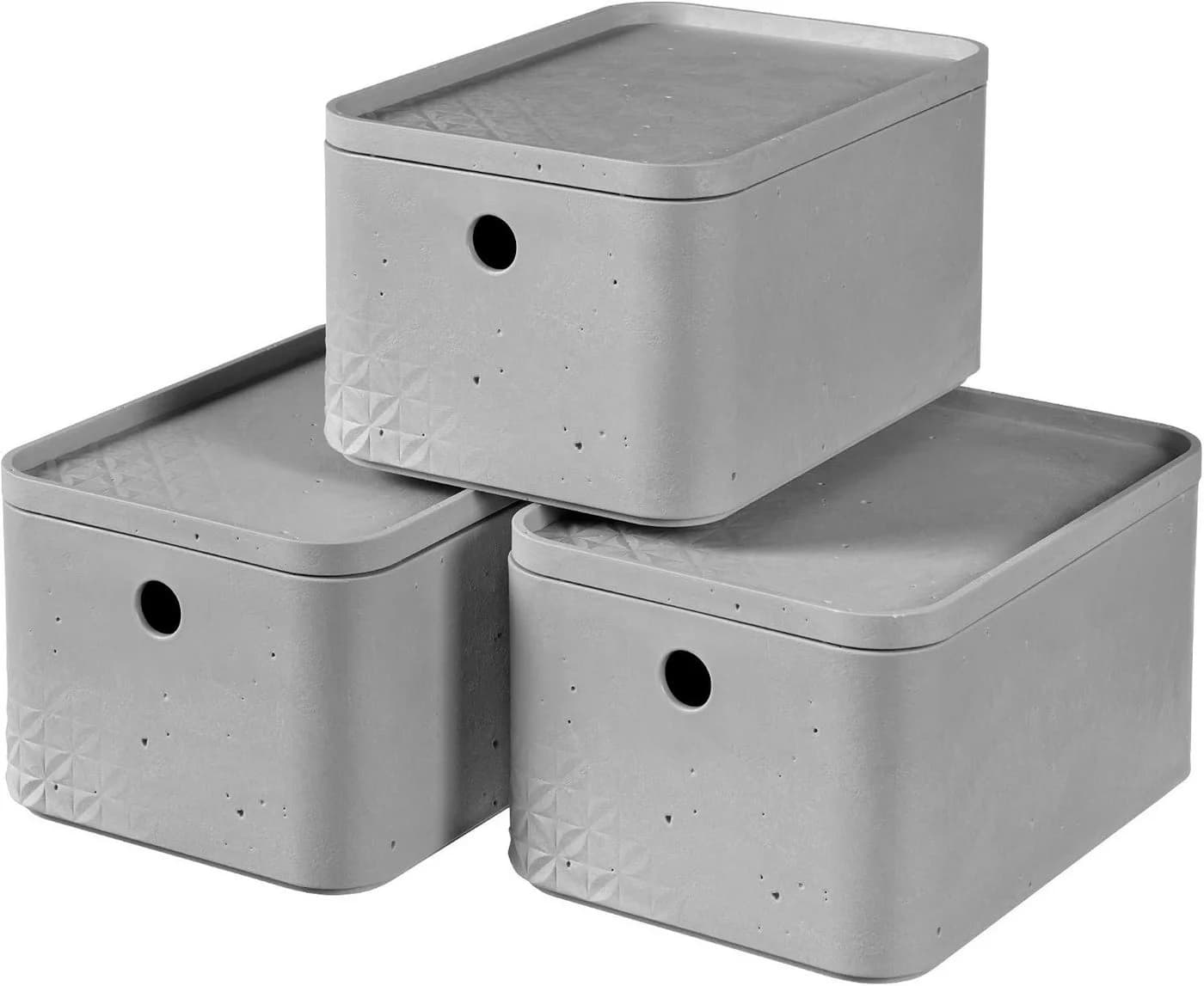 Curver Aufbewahrungsbox 3er Set 4 Liter Grau Stapelbox Kunststoff - Bild 2