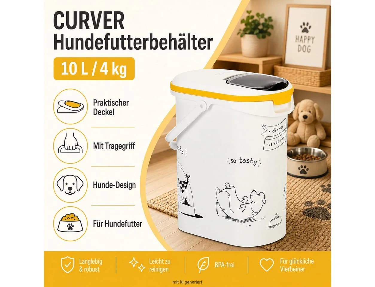Curver Futterbehälter 10L 4kg Weiß - Bild 5