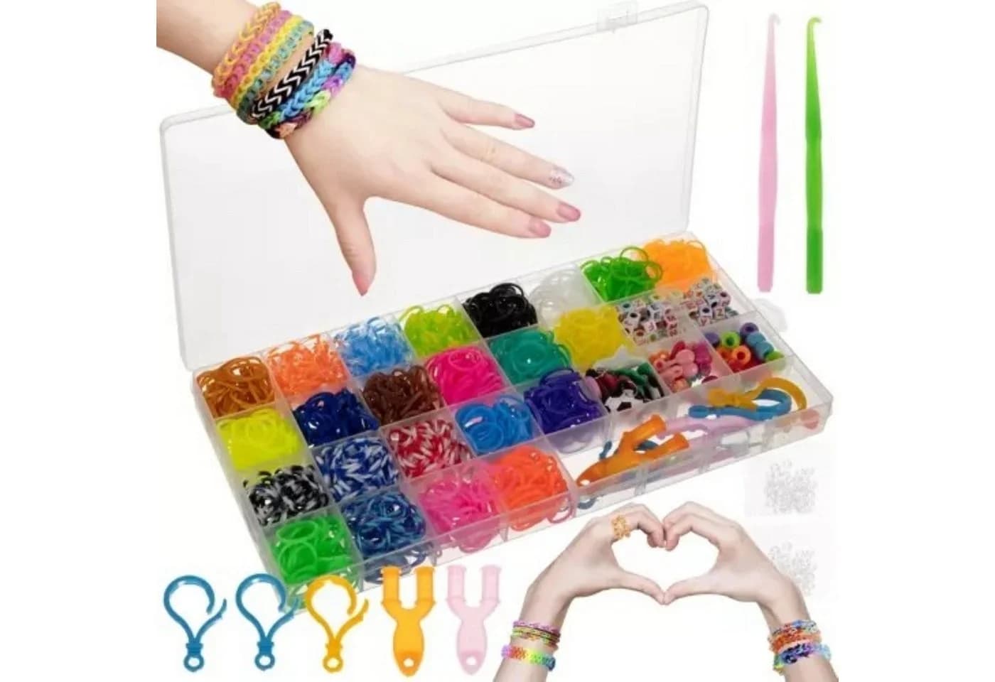 KRUZZEL Kreativset Gummibänder DIY Set – 3000 Bänder, Organizer & Zubehör - Bild 2