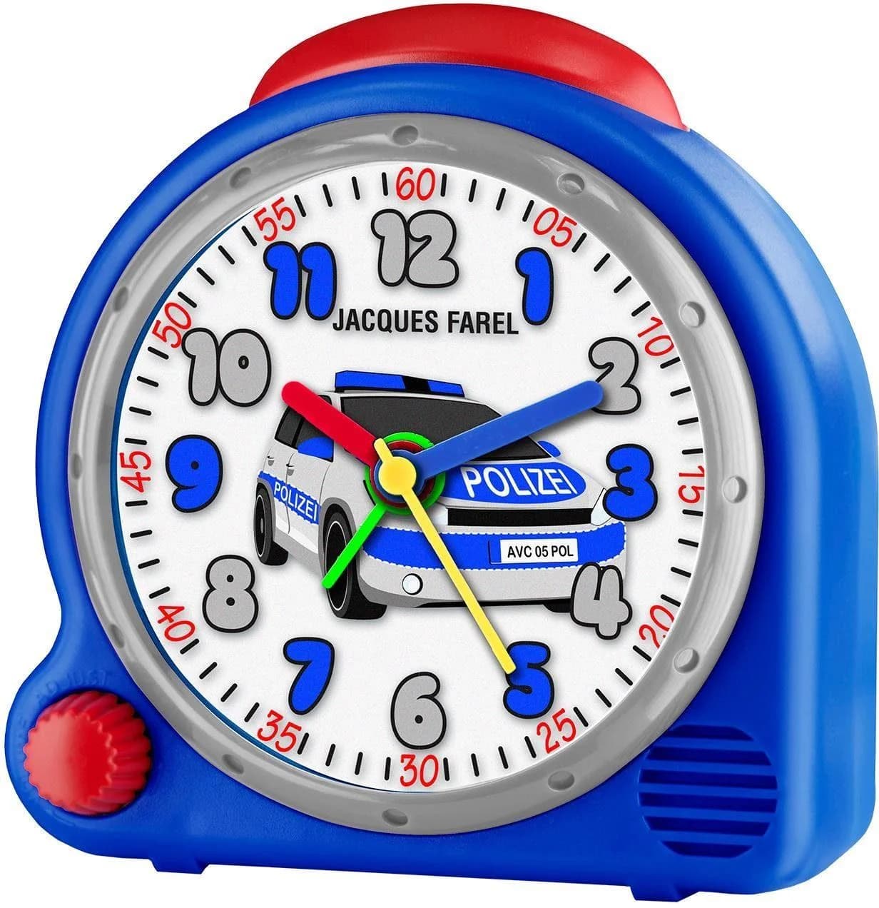 Jacques Farel Kinderwecker Polizeiauto AVC 05POL Blau