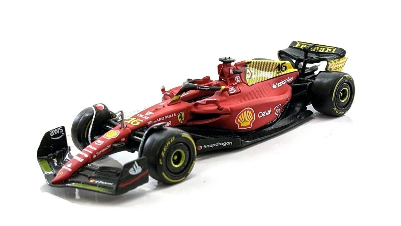 Bburago Modellauto Ferrari F1-75 Leclerc #16 1:43 Monza-Rot