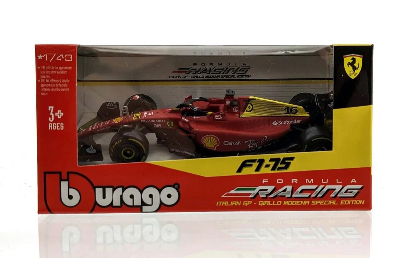 Bburago Modellauto Ferrari F1-75 Leclerc #16 1:43 Monza-Rot - Bild 4