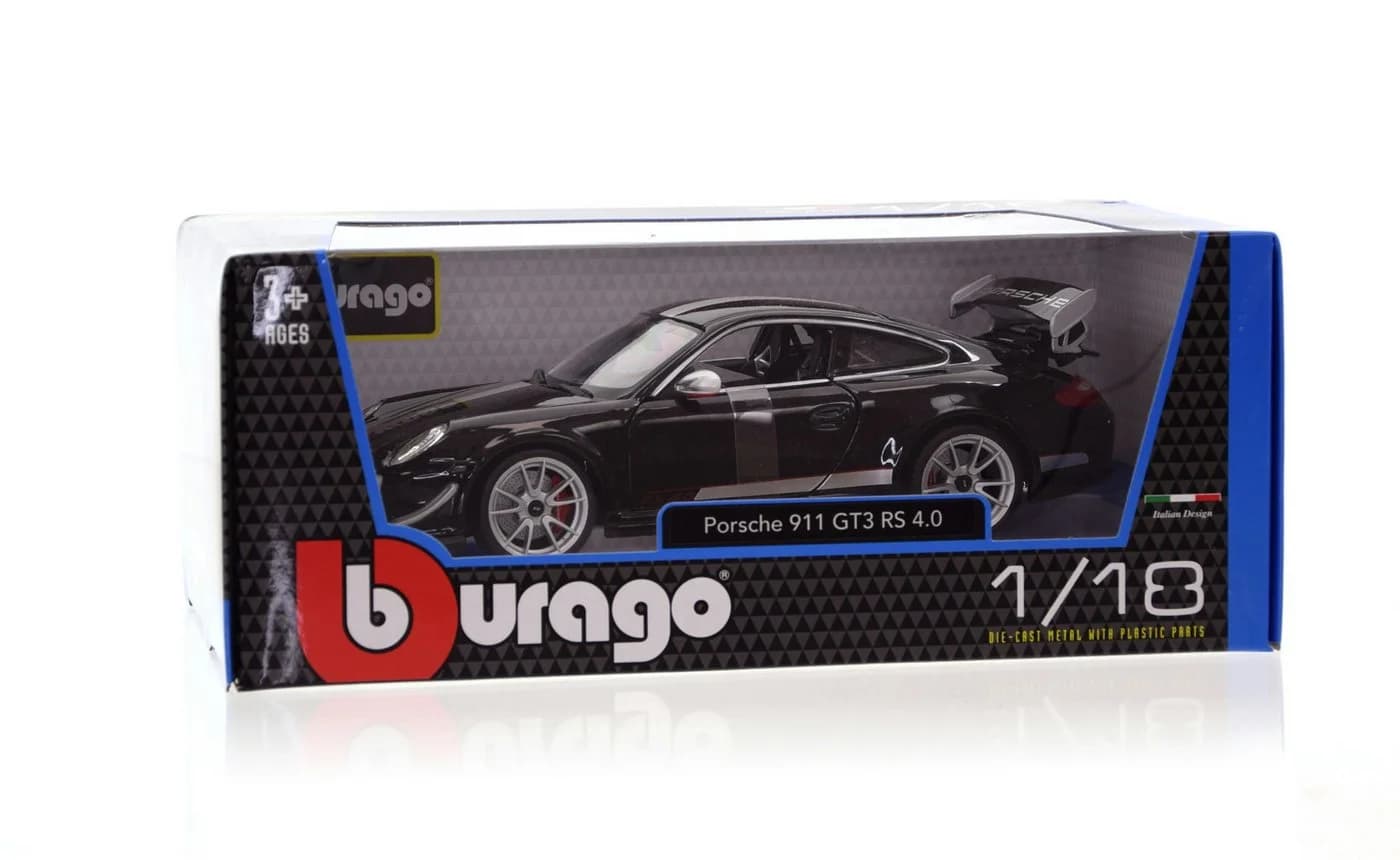 Bburago Modellauto Porsche 911 GT3 RS 4.0 Schwarz 1:18 Originalgetreue Innenausstattung