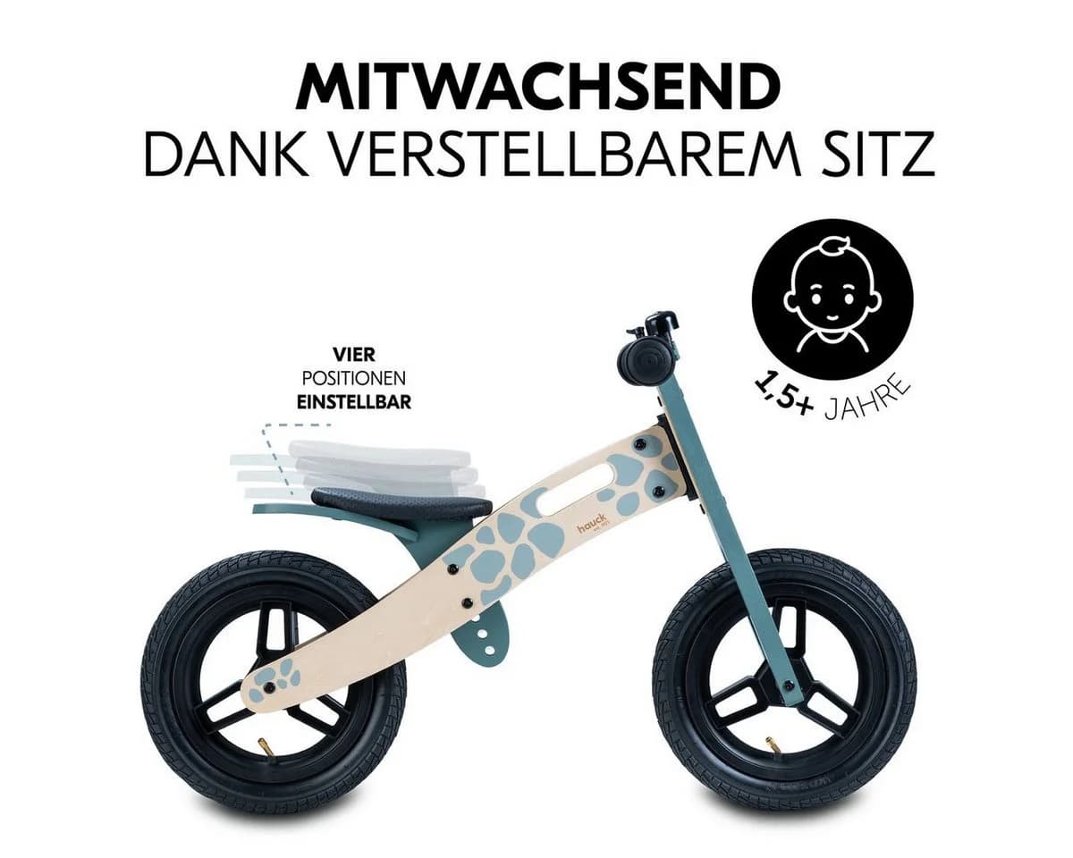 Hauck Laufrad Balance N Ride Turtle 12 Zoll Holz mit Lufträdern - Bild 4