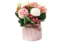 ibettertec Künstliche Hortensie mit Keramikvase Rosa Bild 2