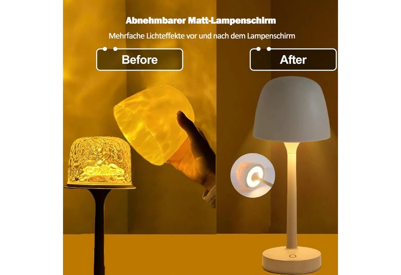 ibettertec LED Nachtlicht Akku Ocean Lamp Wasserwellenlampe, Schirm abnehmbar, 16 Farben