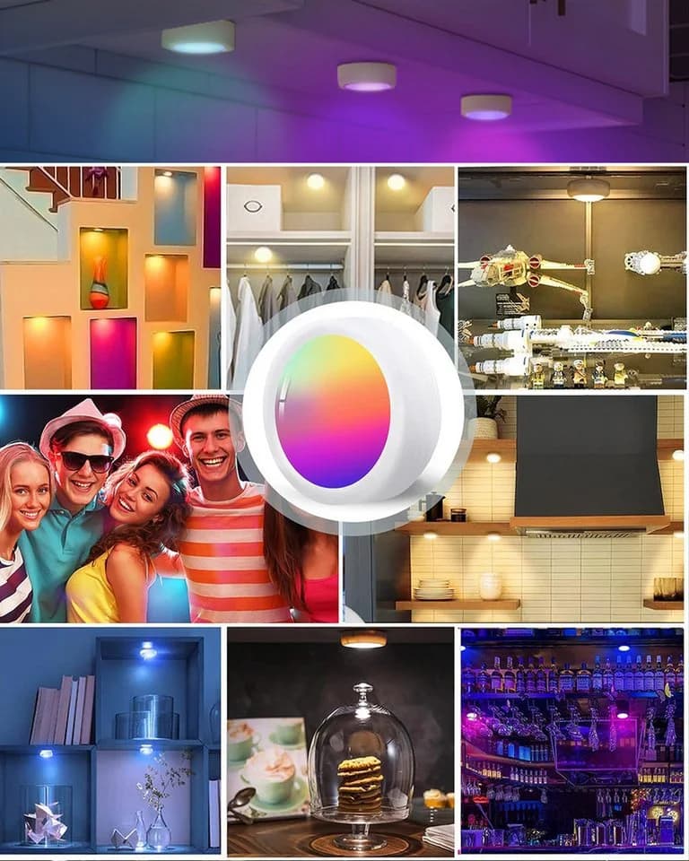 Luckice Unterschrankleuchte 3 Stück RGB LED Spots mit Fernbedienung - Bild 5