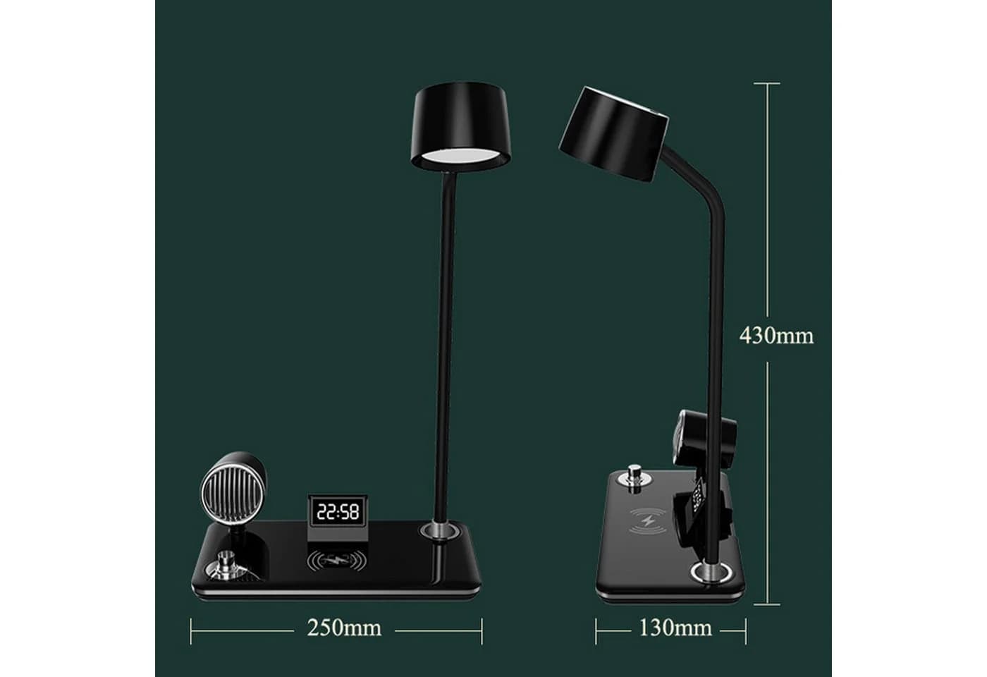 Luckice LED Schreibtischlampe mit kabellosem Ladegerät, Bluetooth Lautsprecher, 3 Farben Dimmbar - Bild 5