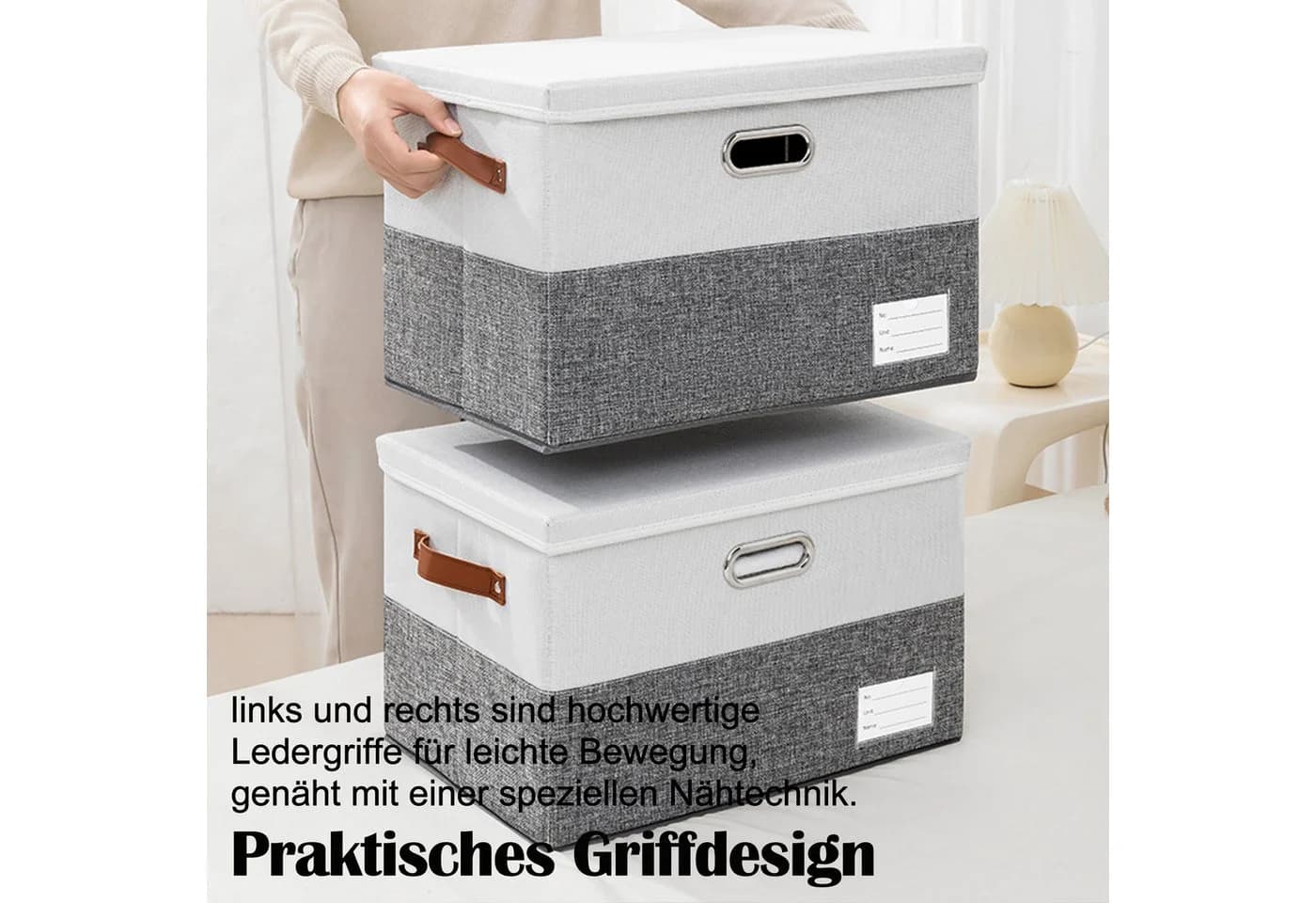 Praktische Aufbewahrungsbox aus Leder und Edelstahl