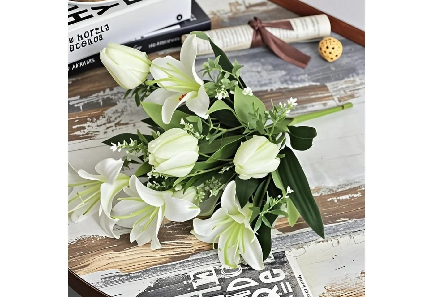 Kunstblumenstrauß Tulpen & Lilien Kunstblumen Luckice - Bild 3