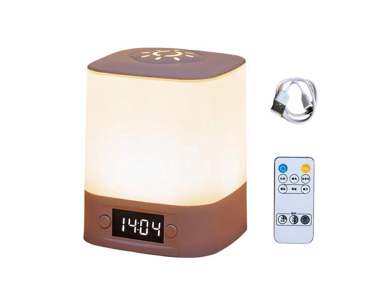 Luckice LED Nachttischlampe Weiss Touch Fernbedienung Uhranzeige - Bild 2