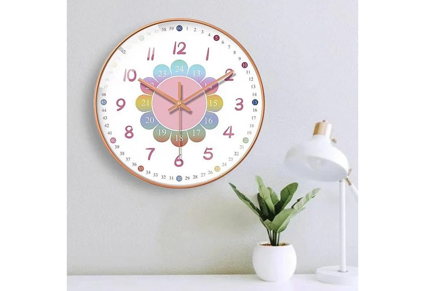 Luckice Wanduhr Kinder-Wanduhr Lernuhr für Kinder leise und nicht tickend - Bild 4