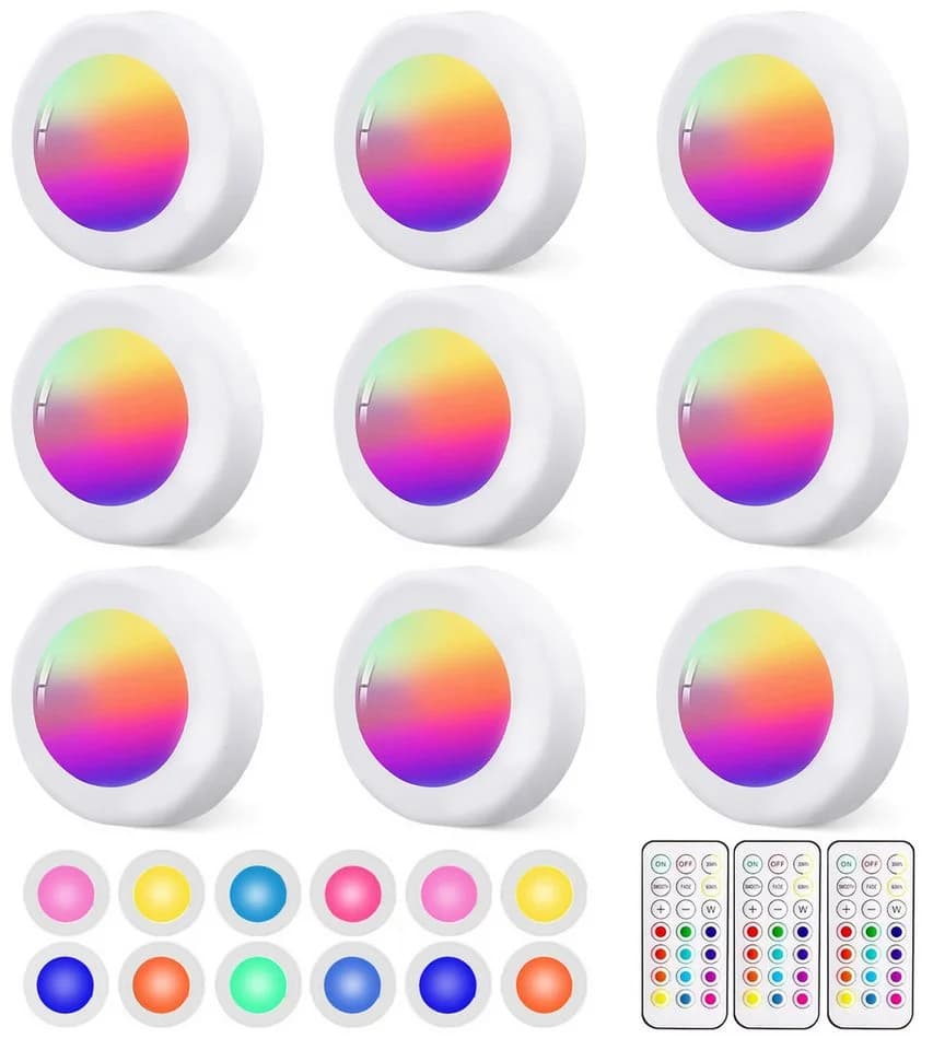 Luckice Unterschrankleuchte 3 Stück Batteriebetrieben LED RGB Spots mit Fernbedienung - Bild 2