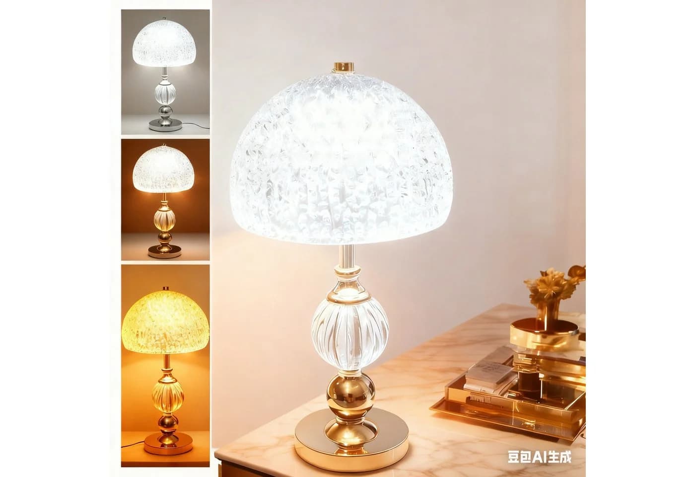 ibettertec LED Nachttischlampe Modern Dimmbar Gold - Bild 5
