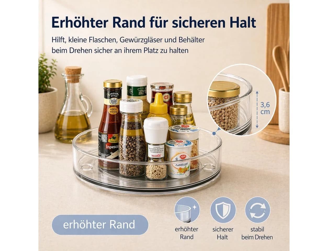 Vornix Gewürzregal 360° Drehbar 2er-Set Transparent - Bild 3
