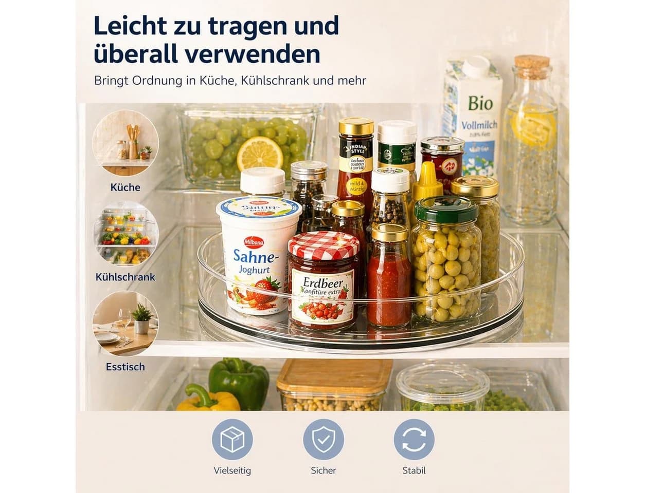 Vornix Gewürzregal 360° Drehbar 2er-Set Transparent - Bild 5