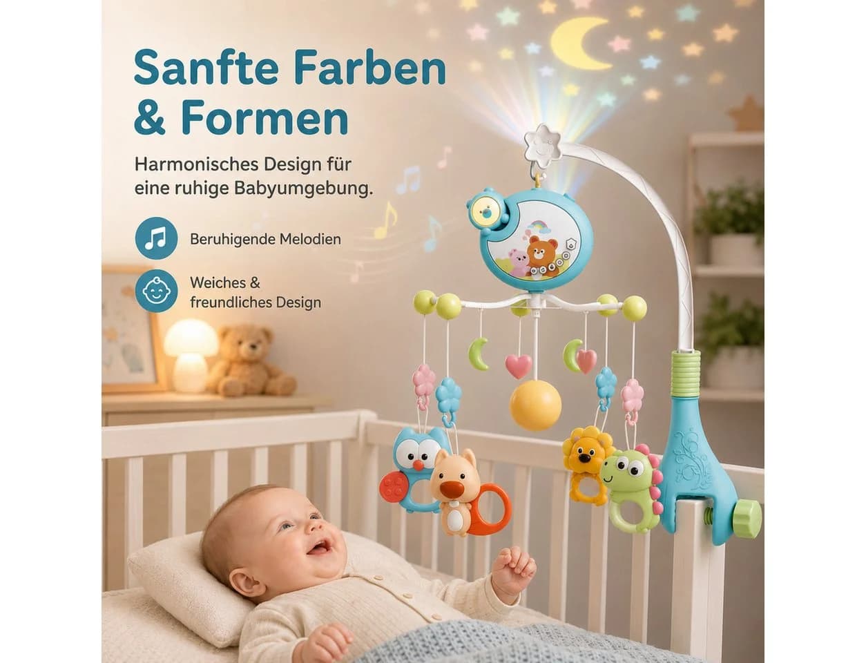 Luckice Mobile 3in1 Traumbärchen mit Musik und Sternenprojektor Blau/Weiß - Bild 5