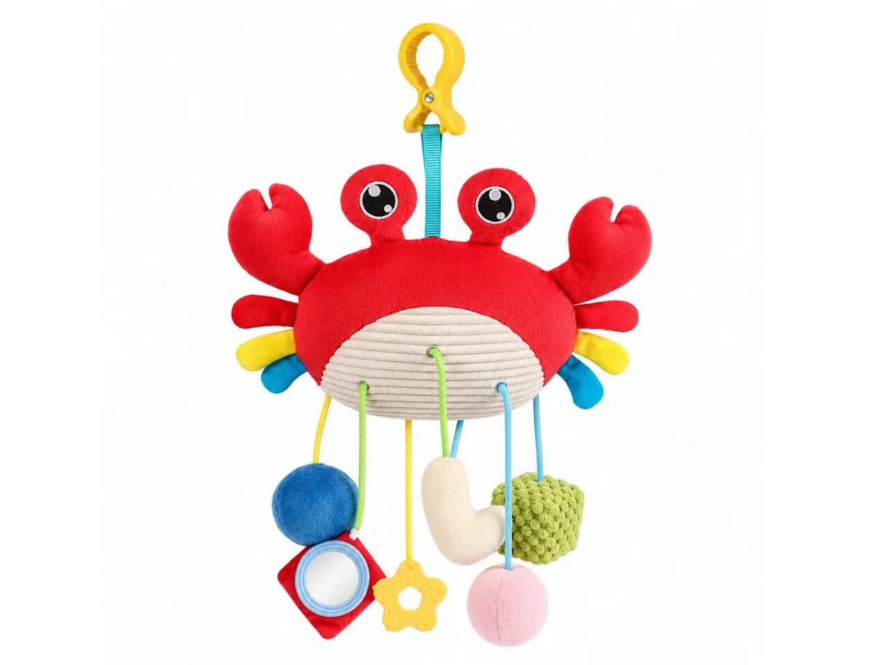 Luckice Mobile Krabben-Babyspielzeug Rot mit Clip, Rassel & Beißring - Bild 2