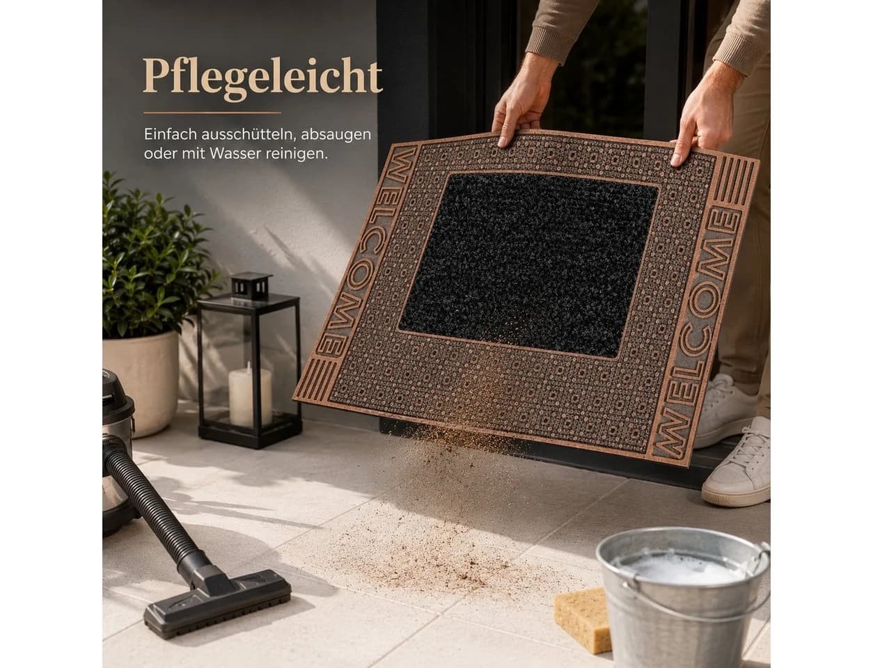 Luckice Robuste Kokosmatte Schwarz-Grau Wetterfest - Bild 4